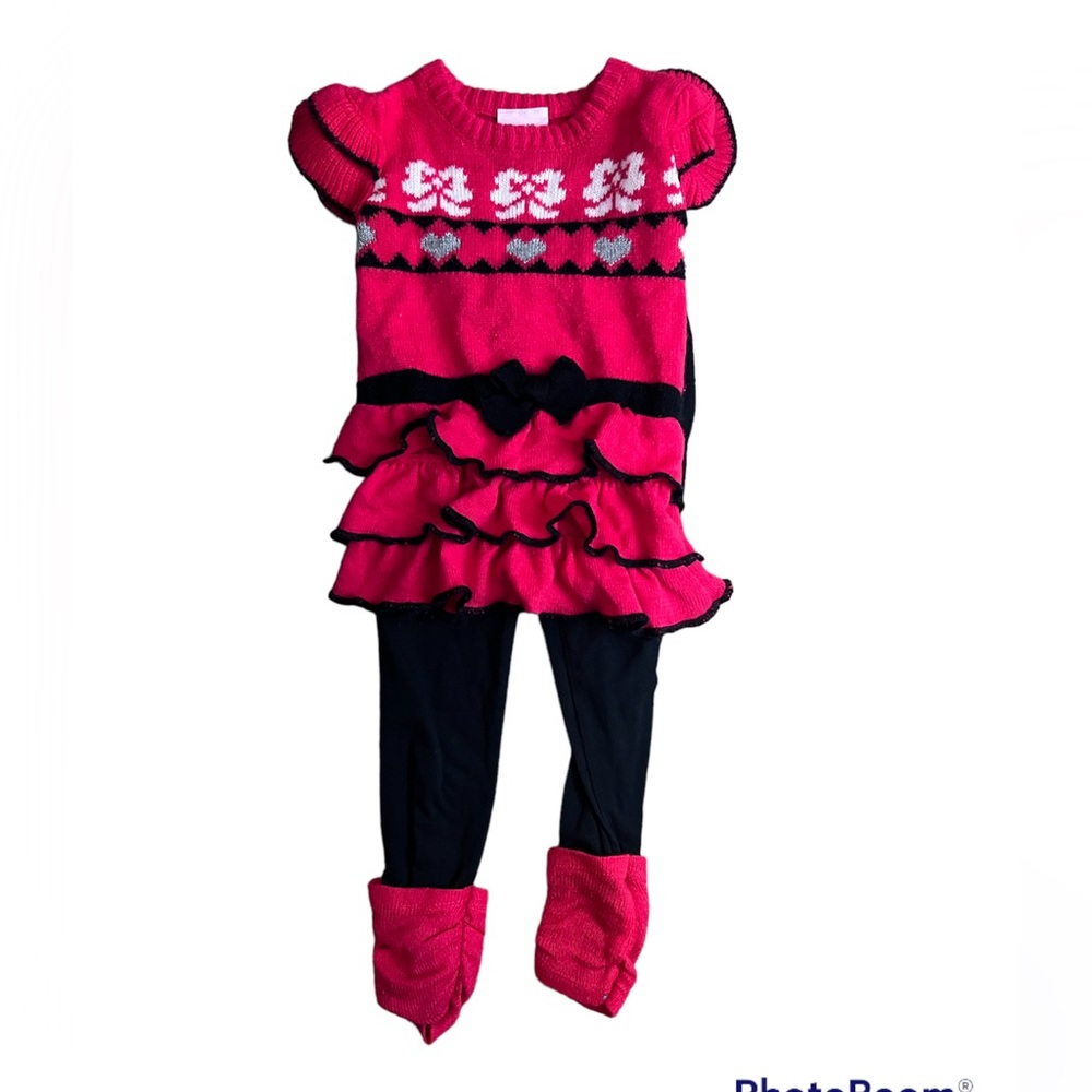 LITTLE LASS : Girls Red Sweater Dress